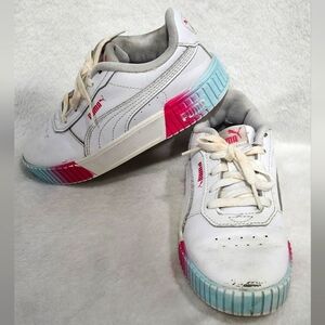 Puma Kid's Carina 2.0 Fade Shoes Sneakers Size 2c White Blue Pink